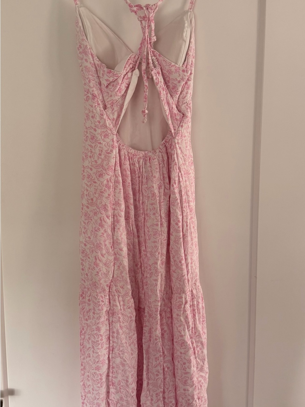 Hollister Pink Floral Tie-Back Maxi Dress